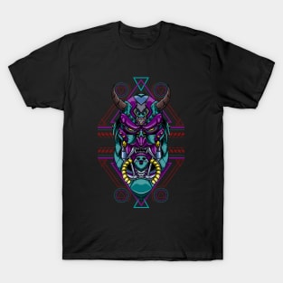 Oni Mecha on Purple Color T-Shirt